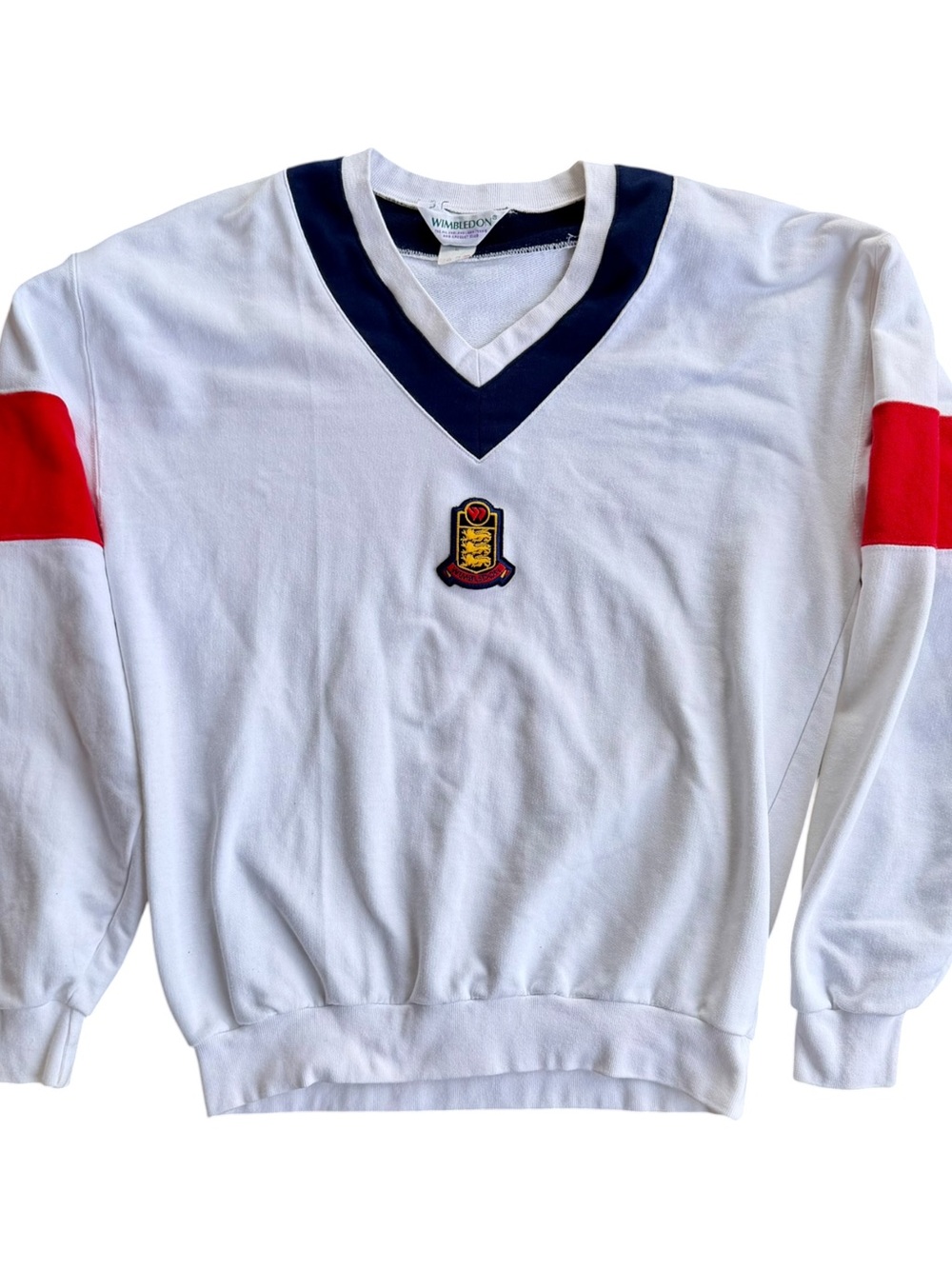 VTG 90s Wimbledon All England Tennis Club White Sweatshirt Size: M